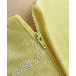 Babyhug Sleeveless Rubber Floral Printed with Corsage Flared Party Frock - Yellow