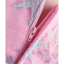 Babyhug Sleeveless Party Frock With Star Embroidered & Floral Applique - Pink