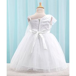 Babyhug Sleeveless Mesh Party Frock with Sequin Detailing - White