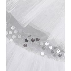 Babyhug Sleeveless Mesh Party Frock with Sequin Detailing - White