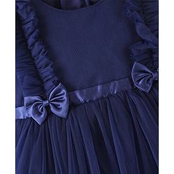 Babyhug Sleeveless Bow Applique  Mesh Party Frock - Navy Blue