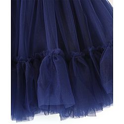 Babyhug Sleeveless Bow Applique  Mesh Party Frock - Navy Blue