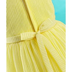 Babyhug Sleeveless Textured Party Dress with Floral Applique - Yellow