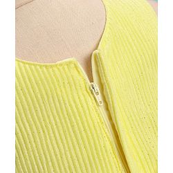 Babyhug Sleeveless Textured Party Dress with Floral Applique - Yellow