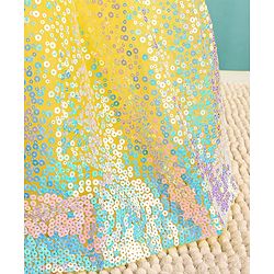 Babyhug Half Sleeves Sequinned Party Frock with Sequin Detailing & Bow Applique - Yellow