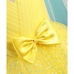 Babyhug Half Sleeves Sequinned Party Frock with Sequin Detailing & Bow Applique - Yellow