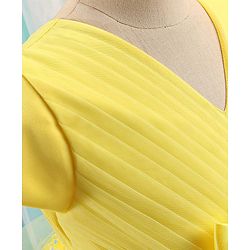 Babyhug Half Sleeves Sequinned Party Frock with Sequin Detailing & Bow Applique - Yellow