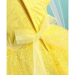 Babyhug Half Sleeves Sequinned Party Frock with Sequin Detailing & Bow Applique - Yellow