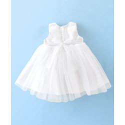 Babyhug Sleeveless Baptism Set With Floral Applique - White