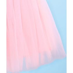Babyhug Sleeveless Mesh Flared Party Frock  With Floral Corsage - Pink