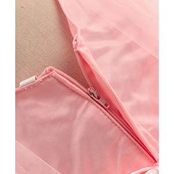 Babyhug Sleeveless Mesh Party Dress With Floral Corsage - Peach