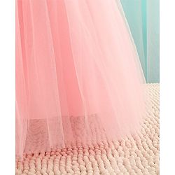 Babyhug Sleeveless Mesh Party Dress With Floral Corsage - Peach
