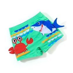 Babyhug Crab Print Swimming Trunk - Green