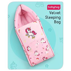 Babyhug Velour Sleeping Bag Animal Faces Print - Multicolor