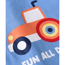 Babyhug 100% Cotton Knit Sleeveless Sando Tractors Print Pack of 3 - Multicolour
