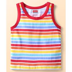 Babyhug 100% Cotton Knit Sleeveless Sando Tractors Print Pack of 3 - Multicolour