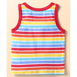 Babyhug 100% Cotton Knit Sleeveless Sando Tractors Print Pack of 3 - Multicolour