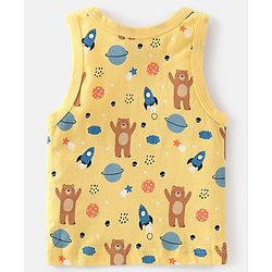 Babyhug 100% Cotton Knit Sleeveless Bear Print Sando Pack of 3 - Multicolour