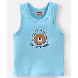 Babyhug 100% Cotton Knit Sleeveless Bear Print Sando Pack of 3 - Multicolour