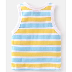 Babyhug 100% Cotton Knit Sleeveless Bear Print Sando Pack of 3 - Multicolour