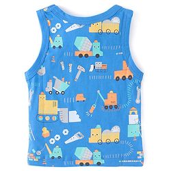 Babyhug 100% Cotton Knit Sleeveless Sando Vehicles Print Pack of 3 - Multicolour