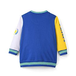 Babyhug Cotton Knit Full Sleeves Bomber Style Sweatjacket With Text Graphics - Navy Blue