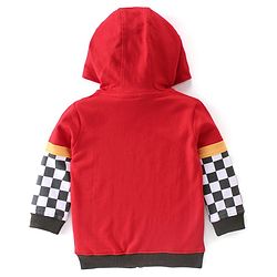 Babyhug Full Sleeves Super Racer Printed Sweatjacket with Zipper & Hood - Red