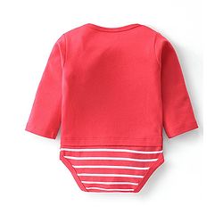 Babyhug 100% Cotton Full Sleeves Onesies With Truck Print - Red