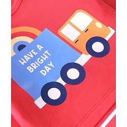 Babyhug 100% Cotton Full Sleeves Onesies With Truck Print - Red