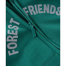 Babyhug Full Sleeves Sweatjacket with Zipper Hood & Fur Detailing on Sleeves - Dark Green