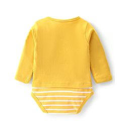 Babyhug 100% Cotton Full Sleeves Onesies Fox Print with Shoulder Snap Buttons - Yellow