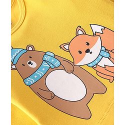 Babyhug 100% Cotton Full Sleeves Onesies Fox Print with Shoulder Snap Buttons - Yellow