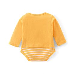 Babyhug 100% Cotton Knit Full Sleeves Onesie with Tiger & Teddy Print - Yellow