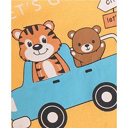 Babyhug 100% Cotton Knit Full Sleeves Onesie with Tiger & Teddy Print - Yellow