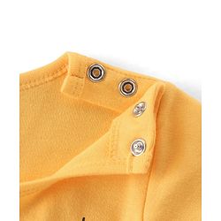Babyhug 100% Cotton Knit Full Sleeves Onesie with Tiger & Teddy Print - Yellow