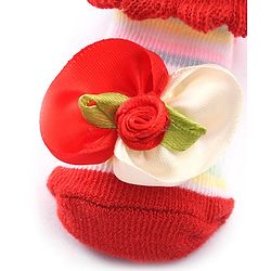 Cute Walk by Babyhug Sock Shoes With Flower Applique - Red