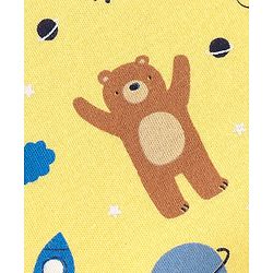 Babyhug 100% Cotton Interlock Knit Full Sleeves Onesie with Cap Bear Print - Yellow
