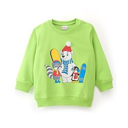 Babyhug 100% Cotton Knit Full Sleeves Animals Graphics Sweatshirt - Lime Green