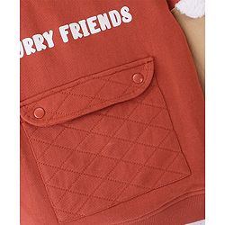 Babyhug Full Sleeves Sweatshirt with Graphics & Fur Detailing - Brown