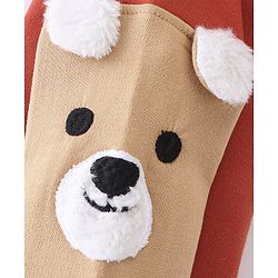 Babyhug Full Sleeves Sweatshirt with Graphics & Fur Detailing - Brown