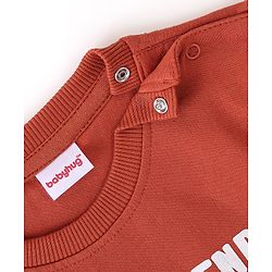 Babyhug Full Sleeves Sweatshirt with Graphics & Fur Detailing - Brown