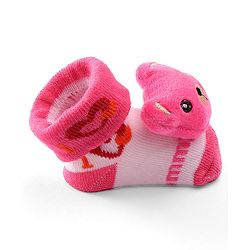 Cute Walk by Babyhug Socks Shoes with Bear Applique - Light Pink