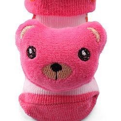 Cute Walk by Babyhug Socks Shoes with Bear Applique - Light Pink