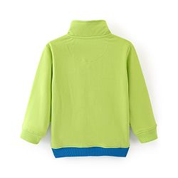 Babyhug Cotton Knit Full Sleeves High Neck Sweatshirt With Graphics- Green & Blue