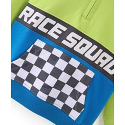 Babyhug Cotton Knit Full Sleeves High Neck Sweatshirt With Graphics- Green & Blue