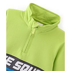Babyhug Cotton Knit Full Sleeves High Neck Sweatshirt With Graphics- Green & Blue