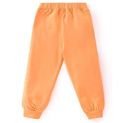 Babyhug 100% Cotton Knit Full Sleeves Hooded Sweatshirt & Lounge Pant Set with Text Print - Pink & Orange