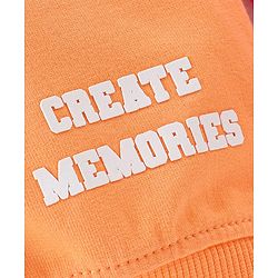 Babyhug 100% Cotton Knit Full Sleeves Hooded Sweatshirt & Lounge Pant Set with Text Print - Pink & Orange