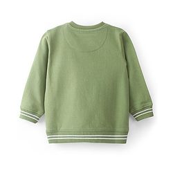 Babyhug Cotton Knit Full Sleeves Bear Printed Sweatshirt - Olive Green