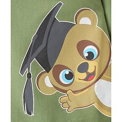 Babyhug Cotton Knit Full Sleeves Bear Printed Sweatshirt - Olive Green